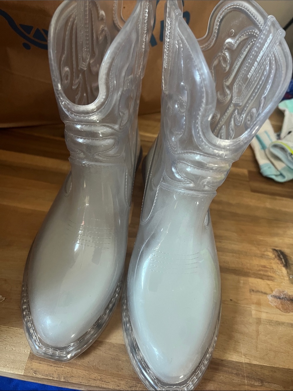 Mini Melissa - Kids Clear Jelly Western Boots - Transparent White